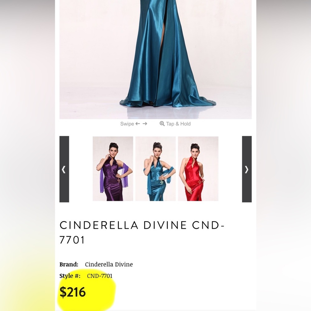 🔥 Anny Lee Turquoise Satin Halter Evening Gown with Brooch Detail & Shawl - Picture 10 of 10